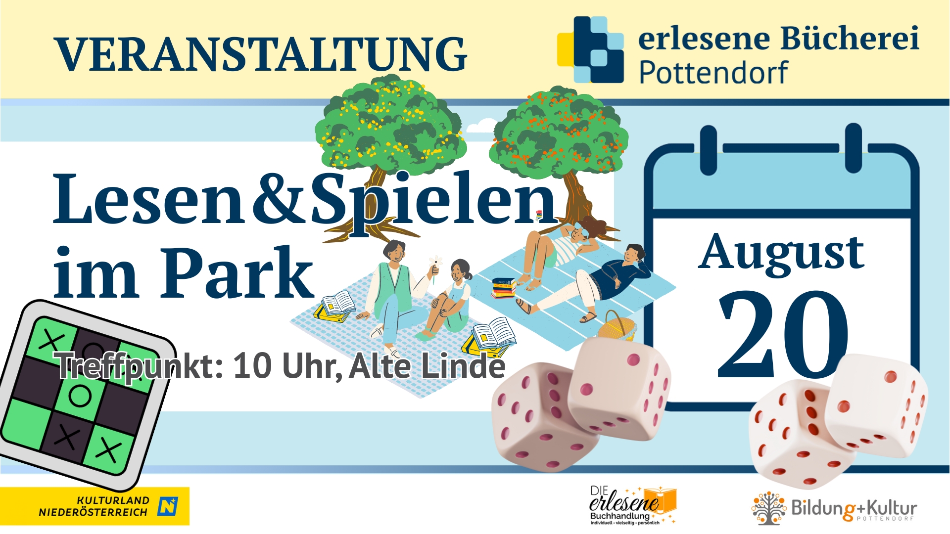 Spielen und Lesen im Park
